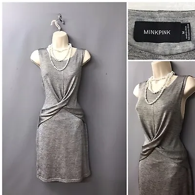 Minkpink Women's Grey Twisted Front Sleeveless Occasion Dress Medium • £19.95