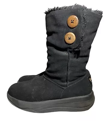 $29.97 • Buy Skechers Tone Ups Women 7 Black Suede Leather Walking Rocker Boots Lined Button