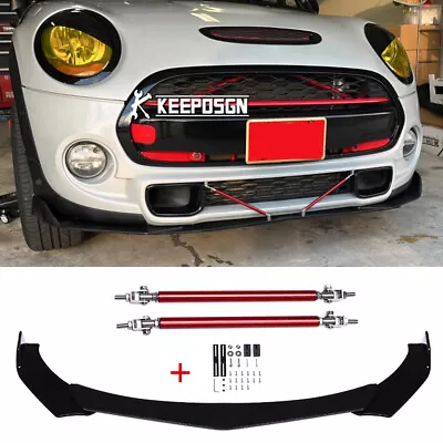 For MINI S John Cooper Works Gloss Black Front Bumper Lip Splitter + Strut Rods • $65.55