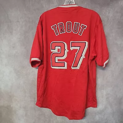 Los Angeles Angels Mike Trout 27 Red Road Baseball Jersey Mens XL Sewn • $24.99