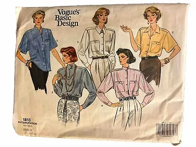 Vogue’s Basic Design #1813 Pattern - Ladies (5 Style) Size 20 - 22 - 24 Uncut • $7.99