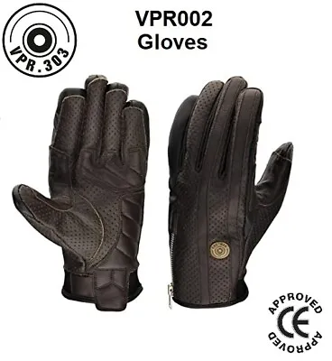 Mens Leather Motorcycle Motorbike Gloves Brown Retro Touring UKCA CE Rider Glove • £25