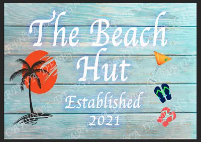 £5.99 • Buy Beach Hut  Personalised Metal Sign Shed Garage Wall Plaque Man Cave Garden Bar