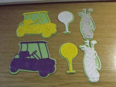 6 Die Cuts Golf Equipment. BuggyGolf Clubs & BagBall &Tee C601 • £1.60