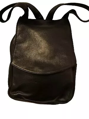 Libaire Backpack Black Pebbled Leather Vintage EUC!! 90's Style Made In USA Flap • $66