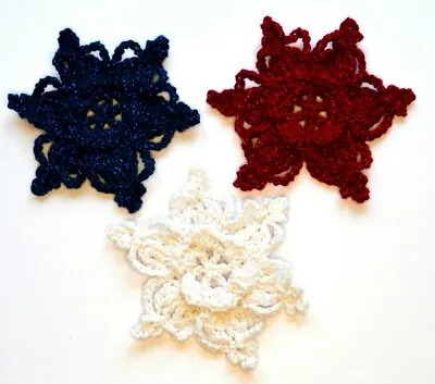 3 Crochet Flowers Crochet Stars Crochet Snowflakes Crochet Appliques Ornaments • $2.80