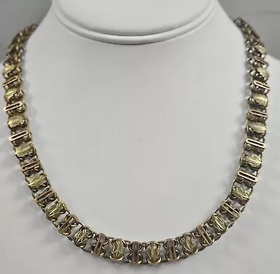Best Antique Handmade Gold Filled Book Chain Necklace 19 Inch Two Tone • $285