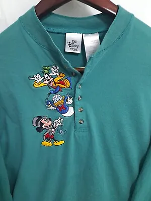 Disney Store Mickey And Friends Embroidered Long Sleeve Henley Shirt XL VGT • $17.45