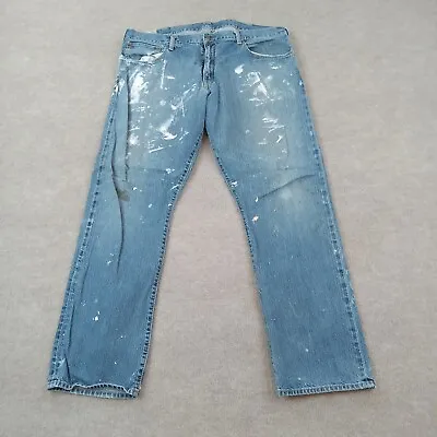 Polo Ralph Lauren Jeans Mens 40x32 Blue Straight Leg Paint Splatter Workwear • $32.99