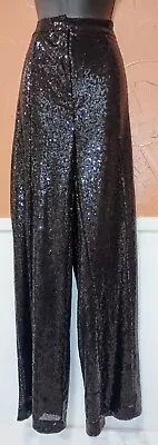 JUSTFAB Black High Waisted Black Sequin Dressy Pants Lined Size XL Evening • $25