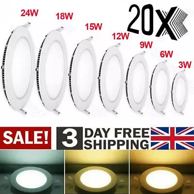 UK Ultra Slim Recessed LED Flat Panel Ceiling Spot Lights Downlights Spotlights • £97.99