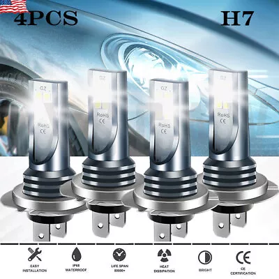 4x H7 LED Headlight Bulb Kit High Low Beam 220W 60000LM Super Bright 6000K White • $11.98