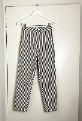 100% Thick Cotton Pants [ KUWAII ] Striped Slacks Size 6 - Made In Melbourne • $59.95