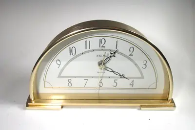 Seiko QXG802GL Half Moon Desk Mantle Clock Brass Tone • $25