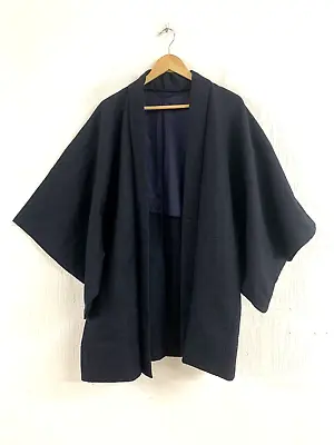 Vintage Japanese Yukata Kimono Traditional Short Robe Blue Jacket Size Medium • £20