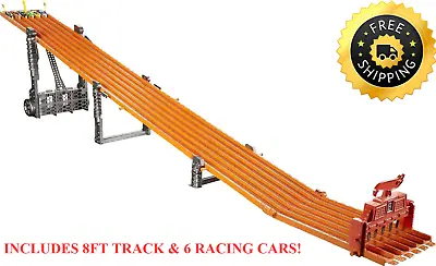 ​Hot Wheels Super 6-Lane Raceway Lights & Sounds Includes 6 Cars & Racing Track • $244.53