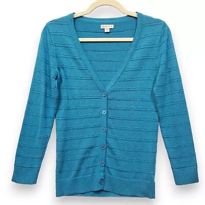 Womens Merona Size XS Blue Cardigan Sweater Button Ribbed Cotton • $11.78