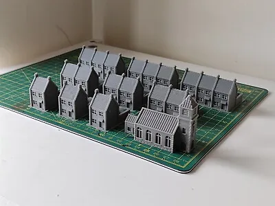 6mm Scale Table Top Wargaming European Terrace Houses + Church – 10 Buildings • £17