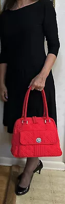 Vera Bradley Turn Lock Satchel Coral Microfiber Double Zip Shoulder Bag Classy! • $42.99