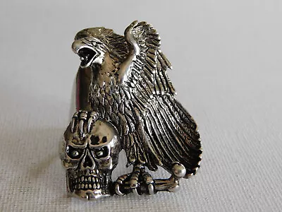 Vintage G&S Large Figural Skull Eagle Ring Sz 13.75 14 • $70