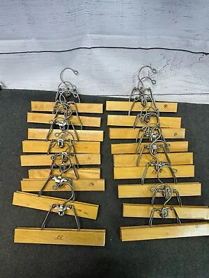 Vintage Setwell Wooden Pants Hangers Lot Of 18 Fast Free Shipping • $90
