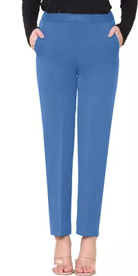 Ladies Half Elasticated Waist Trousers 2 Pockets Pants Bottoms UK Size 8-24 • £7.39