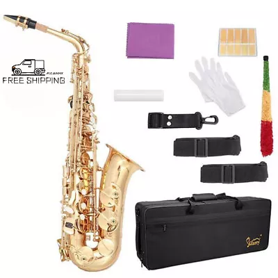 Alto Saxophone E-Flat Alto SAX Eb With 11reeds CasecarekitGoldFree Delivery • $260.20