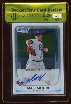 Bgs 9.5 *10* Matt Moore 2011 Bowman Chrome Rc Auto Rcr  Bgs  Rays Starting Ace • $99.99