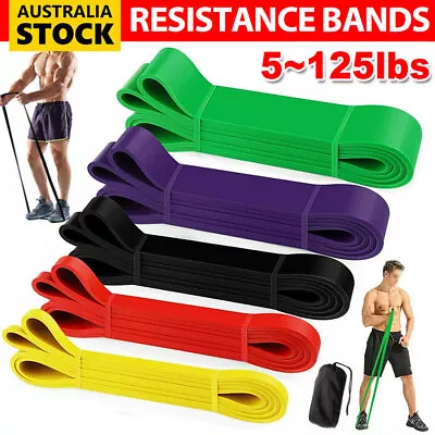 Set Of 5 Power Resistance Bands Loop Gym Fitness Exercise Yoga Strength Workout • $28.95