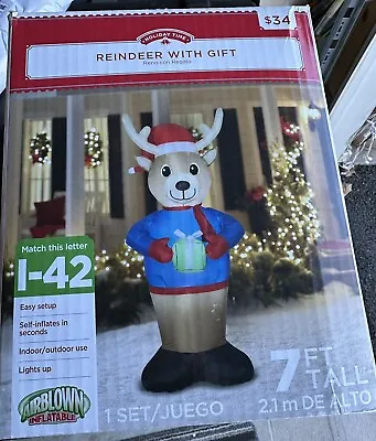 Christmas Airblown Inflatable Reindeer 7Ft Indoor Outdoor Yard Decoration • $29.95