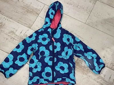 Girls Mini Boden Blue Floral Fleece Lined Hooded Jacket Coat 9-10 Years EUC • $24.99