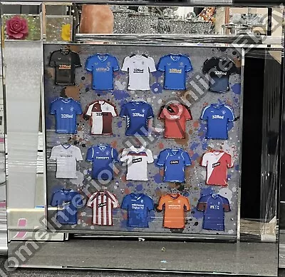 £99.99 • Buy Rangers FC Team Shirts Stripe Wall Art Pictures With Liquid Art & Mirror Frames