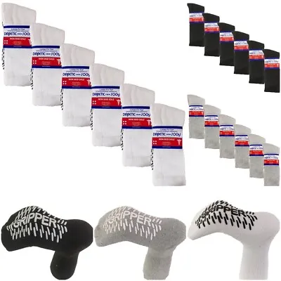 6 PK Mens Non-slip Anti Skid Grip Cotton Crew Non Slip Diabetic Hospital Socks • $14.95