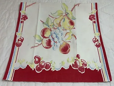 Vintage Kitchen Towel Printed Design Fruit Berries Leaves Cotton • $12