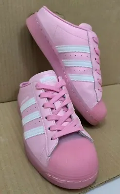 Adidas Superstar Trainers Size Uk 4 Pink With White Slip On Mules Worn Once Mint • £65