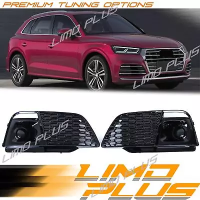 Gloss Black Fog Light Grill W/ ACC Caps For Audi SQ5 Q5 Sline 2018 2019 2020 • $279.99