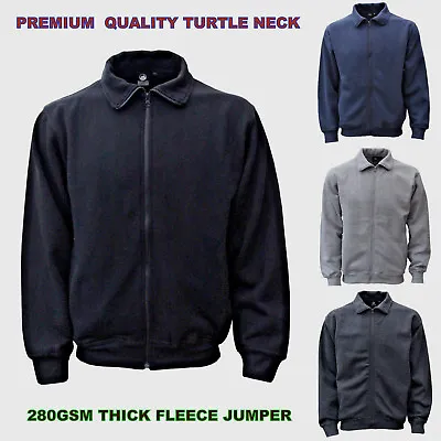 Mens Premium Quality Fleece FullZip Turtle Neck Work Corporate Garage Jumper Top • $13.06