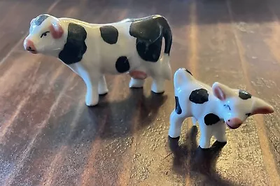 Set Of 2 Vintage Hand Painted Miniature Porcelain Dairy Cows; Mother And Calf • $9.99