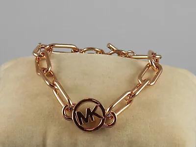 Michael Kors Rose Goldtone MK LOGO Long Link Toggle Bracelet MKJ7745 791 $155 • $45