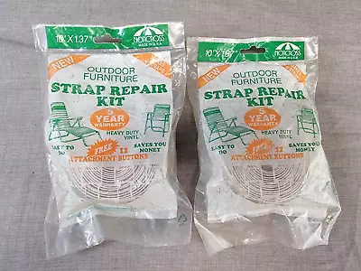 2 X Vinyl Outdoor Furniture Strap Repair Kit White  10' X 1.37”  12 Straps NOS • $10.05