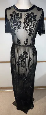 Needle And Thread Black Dress Gown Hand Embellished • £150