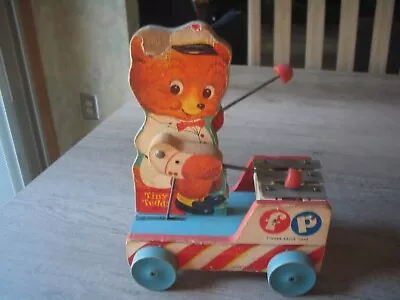 Vintage #636 Fisher Price Wooden Pull Toy Tiny Teddy Bear Original • $11.99