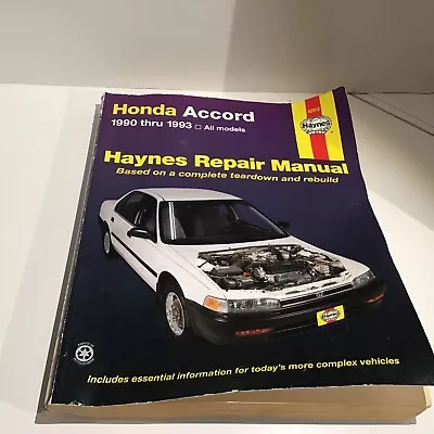 Haynes Honda Accord Repair Manual 1990 Thru 1993 All Models 42012 • $11.97