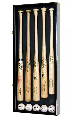 5 MLB Baseball Bat Display Case Cabinet Wall Rack Holder Box 98% UV Lockable • $149.99