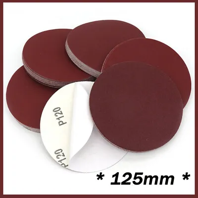 125mm 5 Inch 5  Self Adhesive Sanding Discs 40 - 2000 Grit Sticky Backed Pad • £1.55