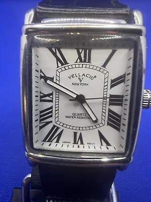 Vellacio Men's Watch Rectangle/TANK WHITE DIAL ROMAN NUMERALS 33MM WORKS • $24