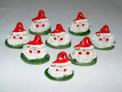 8 Adorable Vintage Hand Made CHRISTMAS SANTA Place Card Holders Spaghetti Beard • $49.95