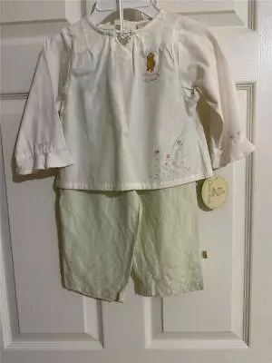 Classic Winnie The Pooh Cotton Pastel Linen Embroidered 2 PC Outift 4T NWT • $29.95