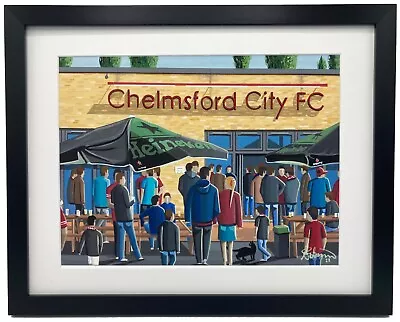 Chelmsford City FC Melbourne Stadium. High Quality Framed Art Print. Approx A4. • £59