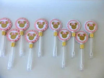 Pink And Gold Minnie Mouse Bubble Wand Party Favors/ Goodie  Bag  SET OF 10 • $8.99